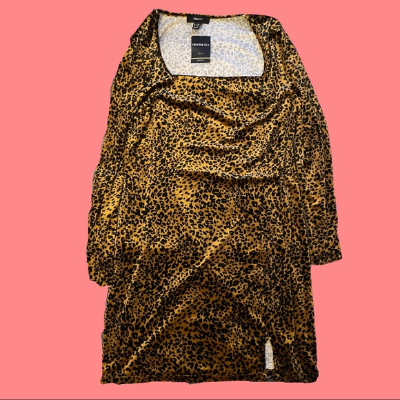 Plus Size Leopard Print Mini Dress - Picture 2 of 3